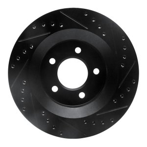 Chrysler 300M Brake Rotor (1) - Front Left - R1 Concepts - Drilled & Slotted - Black - `99-`04